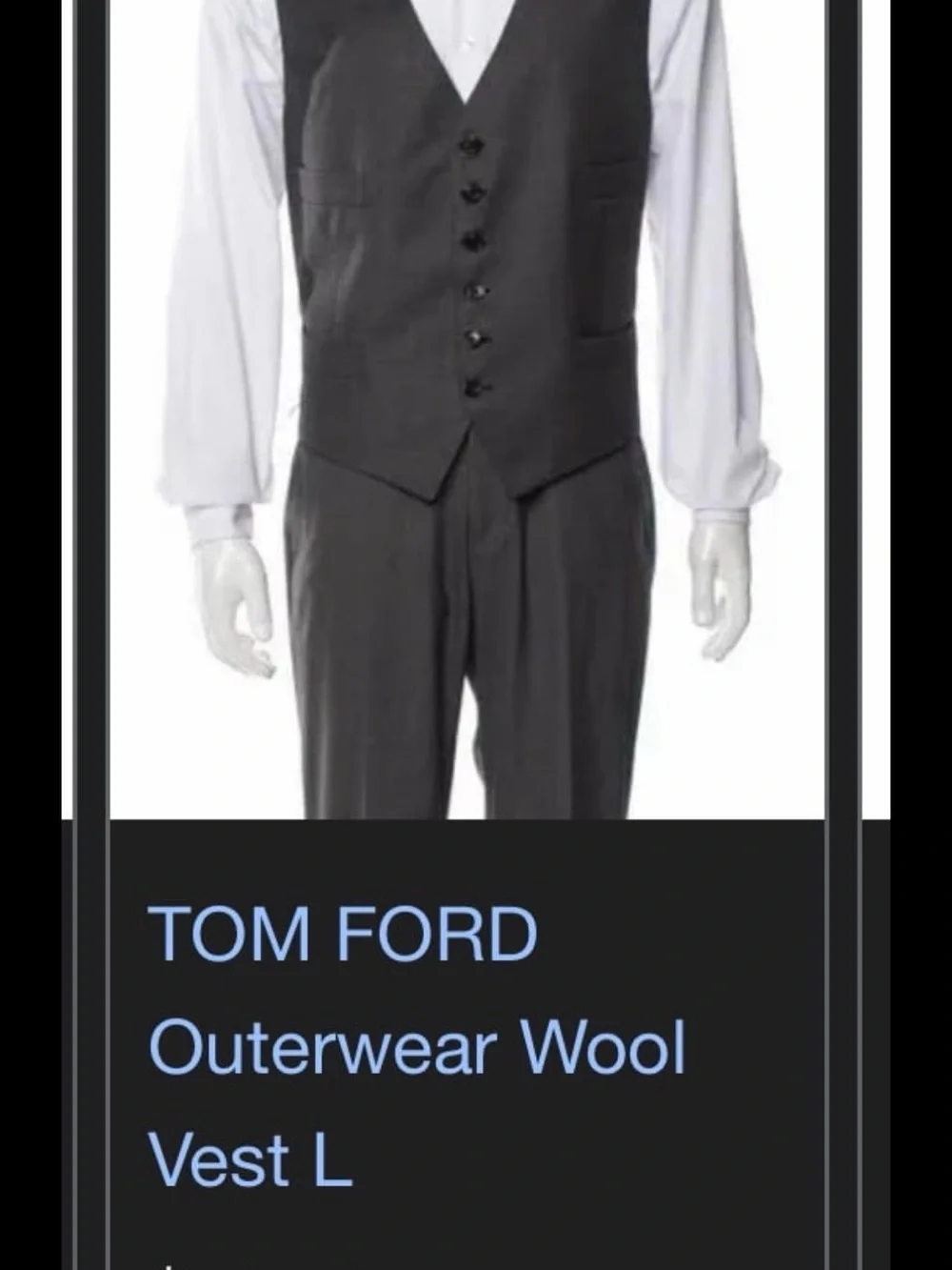 Tom Ford 3 Piece Suit in Charcoal in Italian 44 R/ US 34 R. BRAND NEW